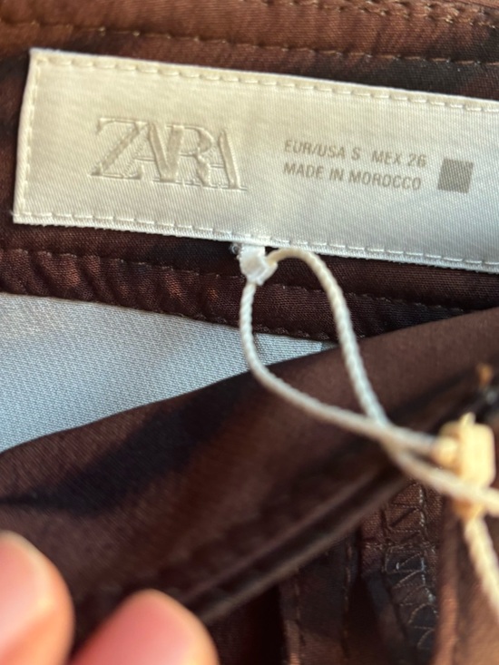 ZARA ANIMAL PRINT BARREL PANTS CROPPED TROUSERS SIZE SMALL NEW - Picture 4 of 6